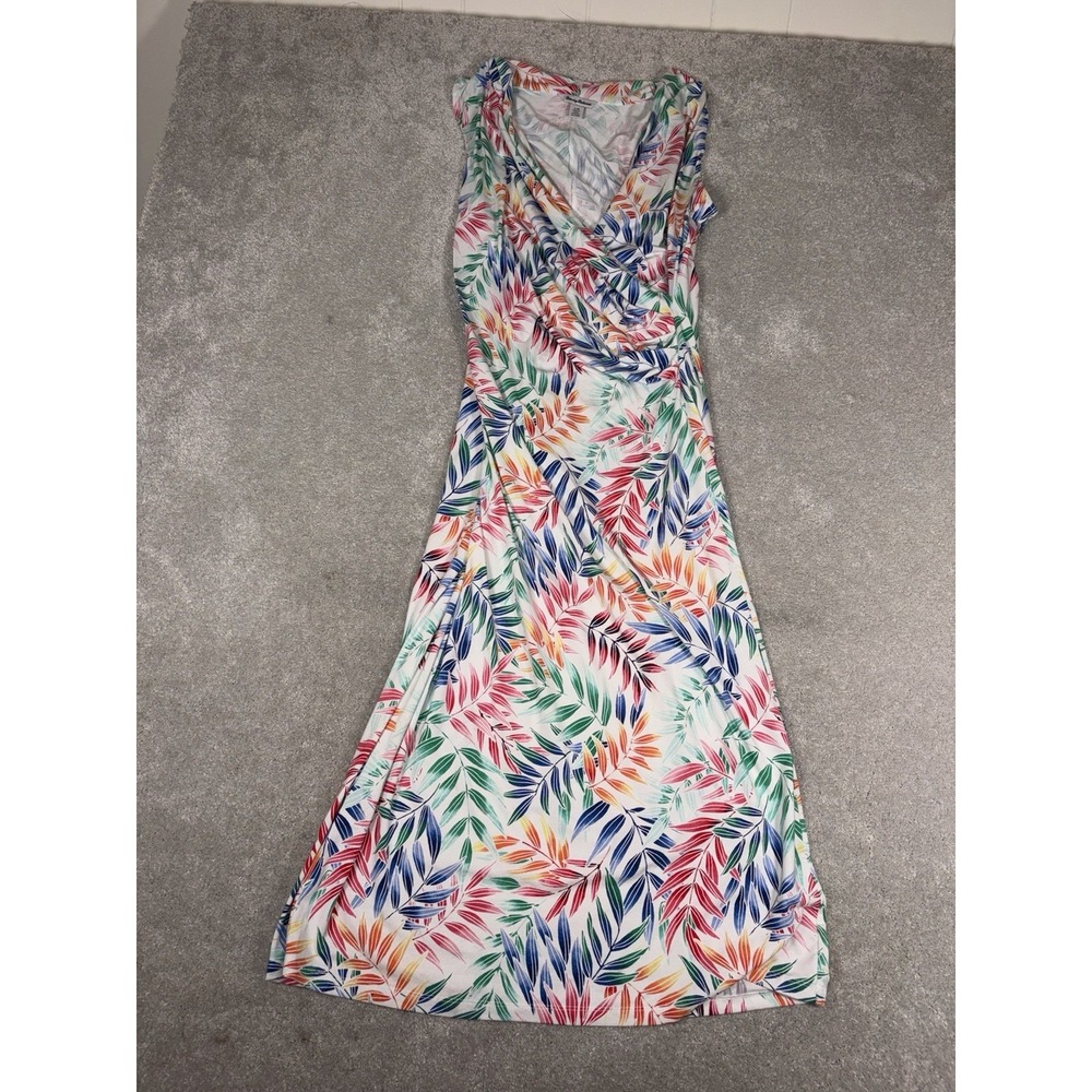 tommy bahama holi frondi midi dress faux wrap ruched L Colorful Palm Tropical - Picture 4 of 12